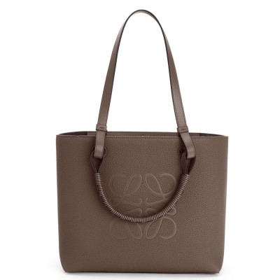 Loewe Small Anagram Tote In Taupe Grained Calfskin LS929233