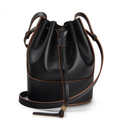 Loewe Small Balloon Bucket Bag In Black Calfskin LS929234