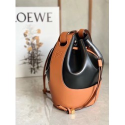 Loewe Small Balloon Bucket Bag In Black/Tan Calfskin LS929236