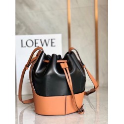 Loewe Small Balloon Bucket Bag In Black/Tan Calfskin LS929236