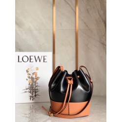 Loewe Small Balloon Bucket Bag In Black/Tan Calfskin LS929236