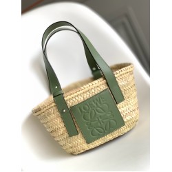 Loewe Small Basket Bag in Raffia and Rosemary Calfskin LS929245