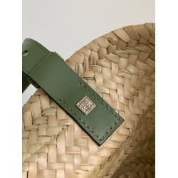 Loewe Small Basket Bag in Raffia and Rosemary Calfskin LS929245