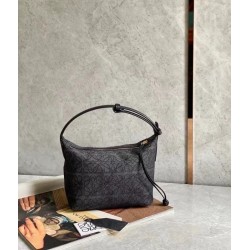 Loewe Small Cubi Hobo Bag in Black Anagram Jacquard LS929249