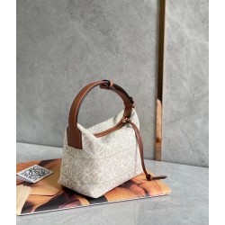 Loewe Small Cubi Hobo Bag in Ecru Anagram Jacquard LS929250