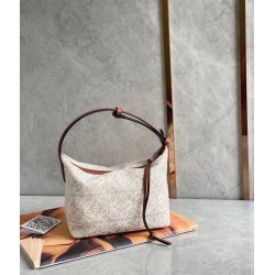 Loewe Small Cubi Hobo Bag in Ecru Anagram Jacquard LS929250