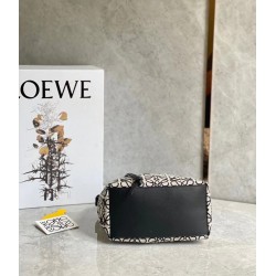 Loewe Small Cubi Hobo Bag in Ecru/Black Anagram Jacquard LS929251