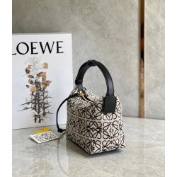 Loewe Small Cubi Hobo Bag in Ecru/Black Anagram Jacquard LS929251