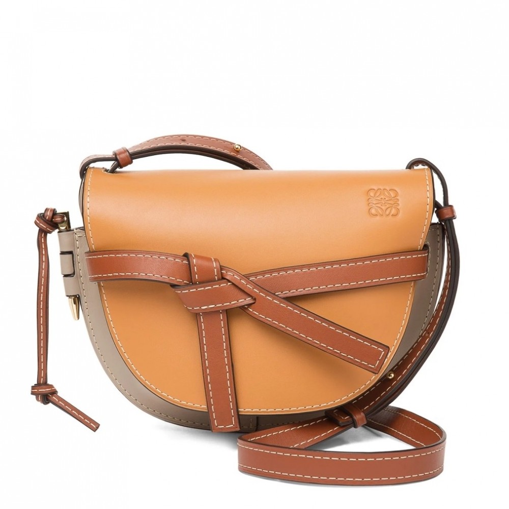 Loewe Small Gate Bag In Amber/Grey Soft Calfskin LS929254