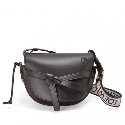 Loewe Small Gate Bag In Black Calfskin and Jacquard LS929255