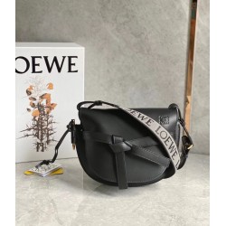 Loewe Small Gate Bag In Black Calfskin and Jacquard LS929255