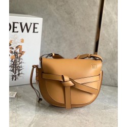 Loewe Small Gate Bag In Brown Calfskin and Jacquard LS929256