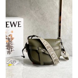 Loewe Small Gate Bag In Green Calfskin and Jacquard LS929257