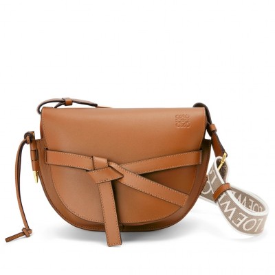 Loewe Small Gate Bag In Tan Calfskin and Jacquard LS929258