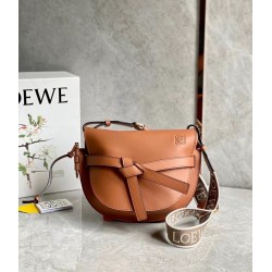 Loewe Small Gate Bag In Tan Calfskin and Jacquard LS929258