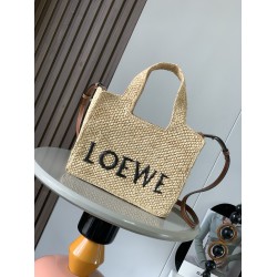 Loewe Small LOEWE Font Tote in Natural Raffia LS929260