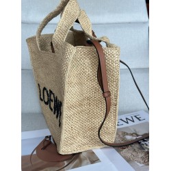 Loewe Small LOEWE Font Tote in Natural Raffia LS929261