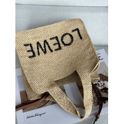 Loewe Small LOEWE Font Tote in Natural Raffia LS929261