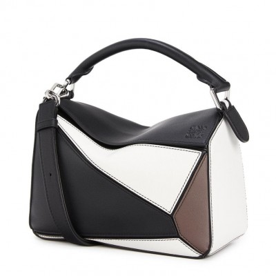 Loewe Small Puzzle Bag In Black/Taupe/White Calfskin LS929263