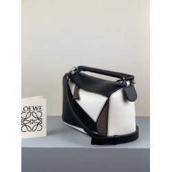 Loewe Small Puzzle Bag In Black/Taupe/White Calfskin LS929263