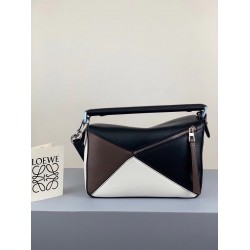 Loewe Small Puzzle Bag In Black/Taupe/White Calfskin LS929263