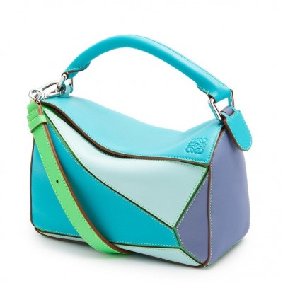 Loewe Small Puzzle Bag In Blue/Blueberry/Lilas Calfskin LS929264