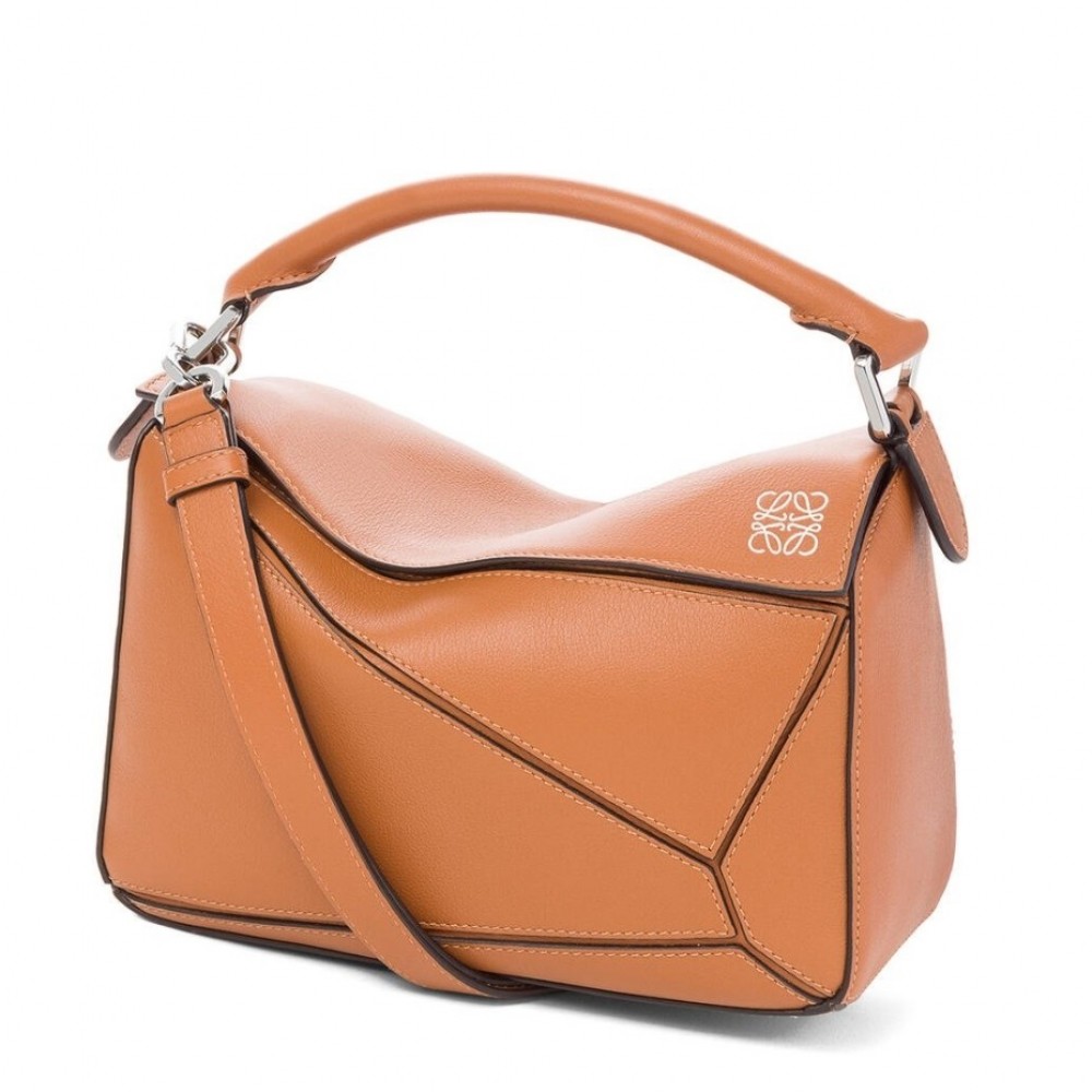 Loewe Small Puzzle Bag In Brown Calfskin Leather LS929266