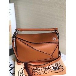 Loewe Small Puzzle Bag In Brown Calfskin Leather LS929266