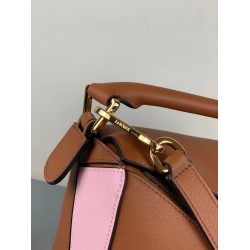 Loewe Small Puzzle Bag In Brown/Pink/Camel Calfskin LS929267