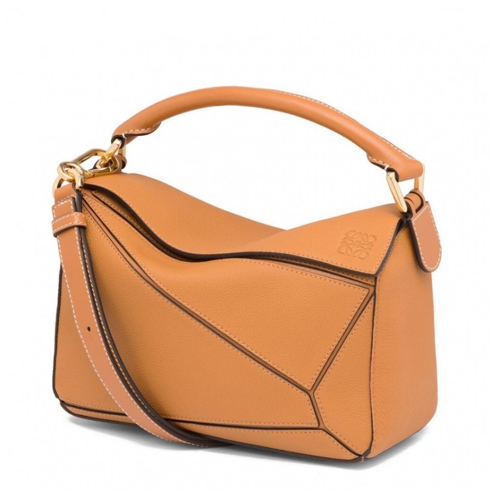 Loewe Small Puzzle Bag In Tan Grained Calfskin LS929273