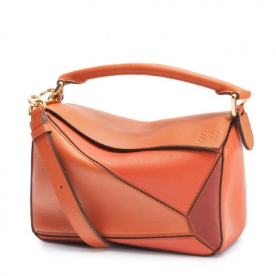 Loewe Small Puzzle Bag In Tan/Orange/Camel Calfskin LS929274