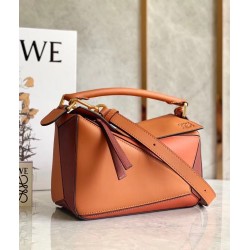 Loewe Small Puzzle Bag In Tan/Orange/Camel Calfskin LS929274