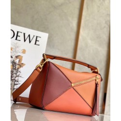 Loewe Small Puzzle Bag In Tan/Orange/Camel Calfskin LS929274