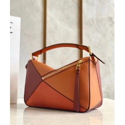 Loewe Small Puzzle Bag In Tan/Orange/Camel Calfskin LS929274