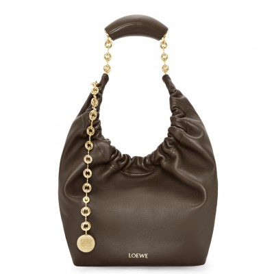 Loewe Small Squeeze Bag in Chocolate Nappa Lambskin LS929281