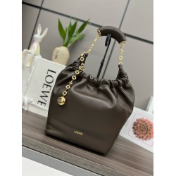 Loewe Small Squeeze Bag in Chocolate Nappa Lambskin LS929281