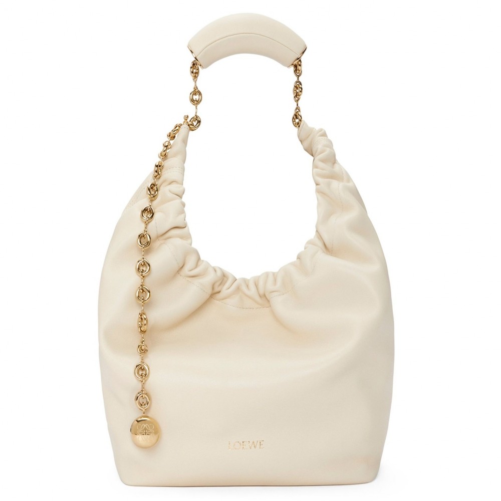 Loewe Small Squeeze Bag in White Nappa Lambskin LS929286