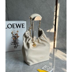 Loewe Small Squeeze Bag in White Nappa Lambskin LS929286