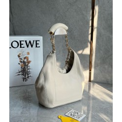 Loewe Small Squeeze Bag in White Nappa Lambskin LS929286